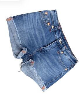 True Religion Blue Jennie Curvy Denim Jean Shorts